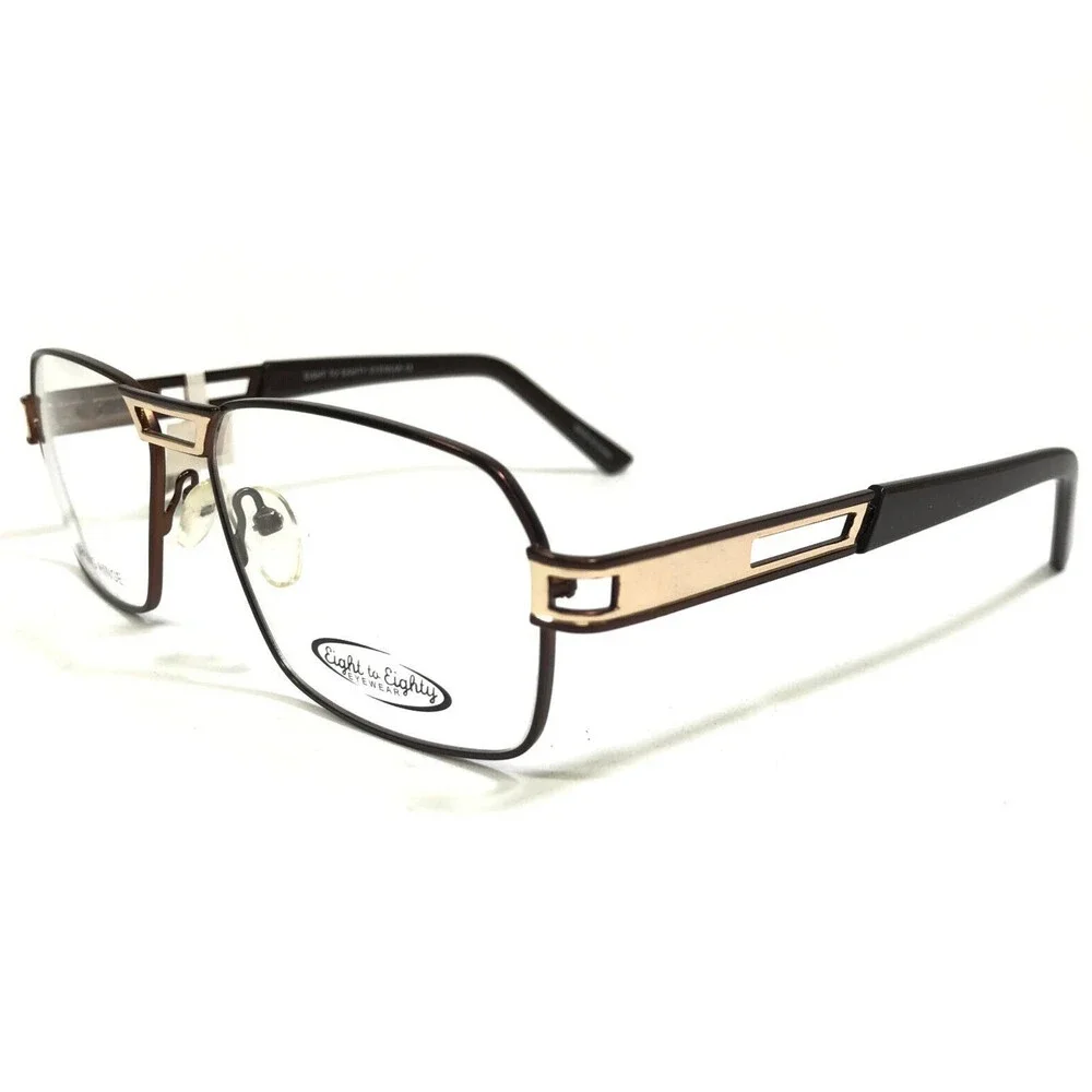 Eight to Eighty Eyeglasses Frames TWAN BROWN/GOLD Square Full Rim 57-18-145